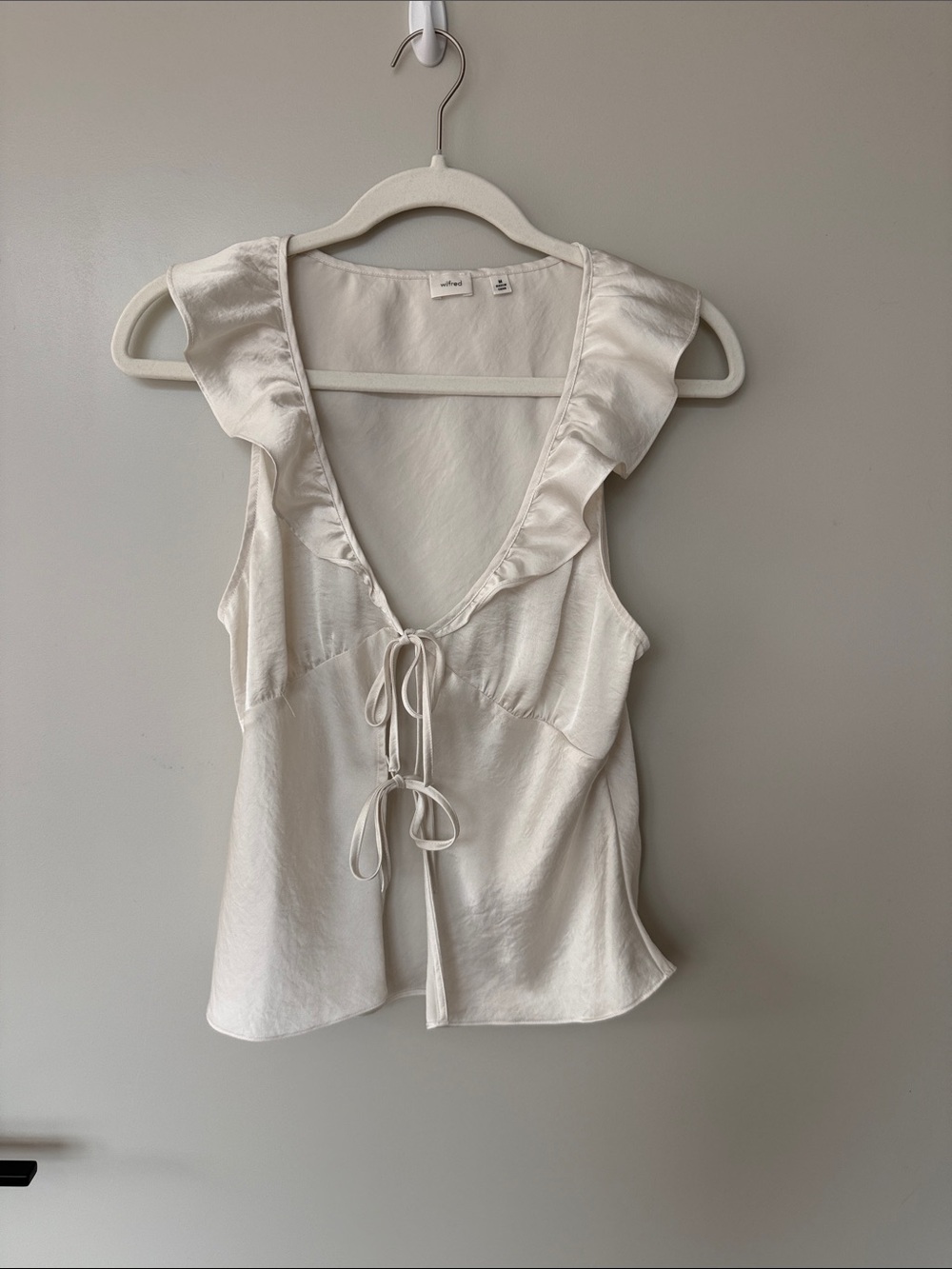 Aritzia Cream Ruffle Tie-Front Camisole